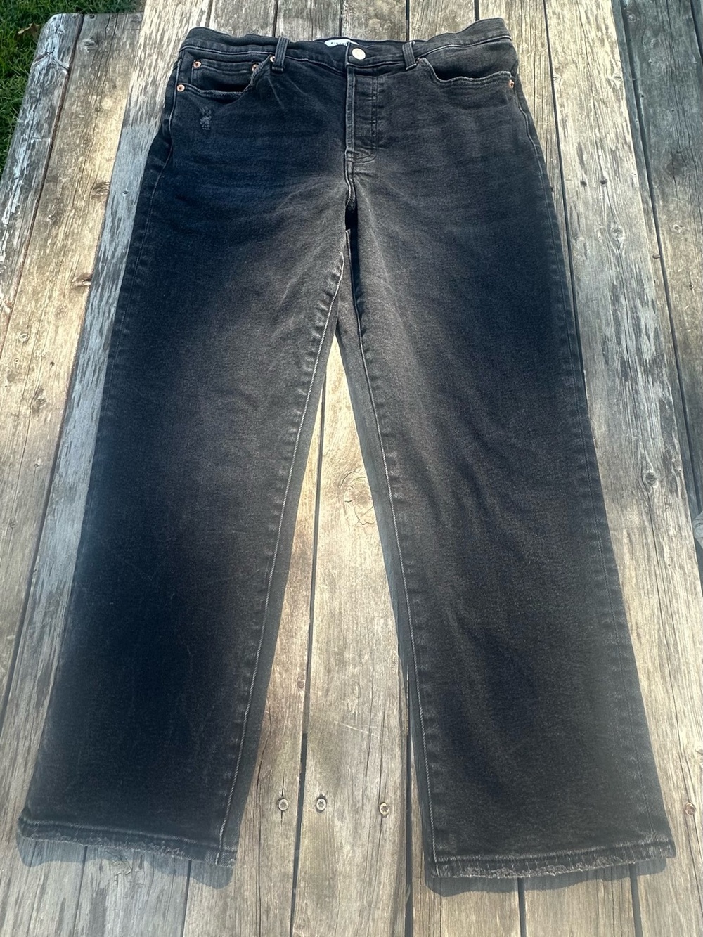 Pistola Button Fly High Rise straight jeans - size 31 Black Distressed